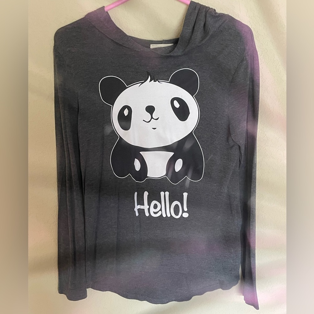 M Youth Gray Lightweight Panda Long-Sleeved Shirt